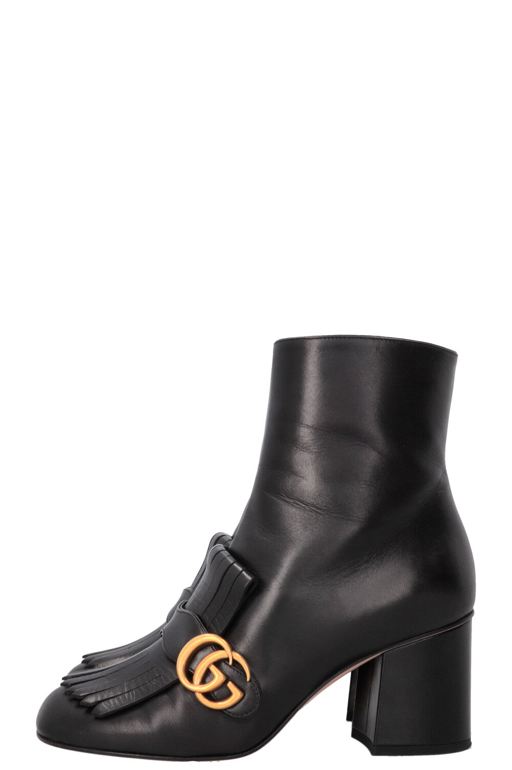 GUCCI Marmont Tassel Ankle Boots Leather Black