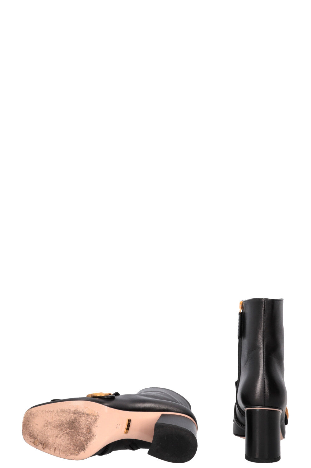 GUCCI Marmont Tassel Ankle Boots Leather Black