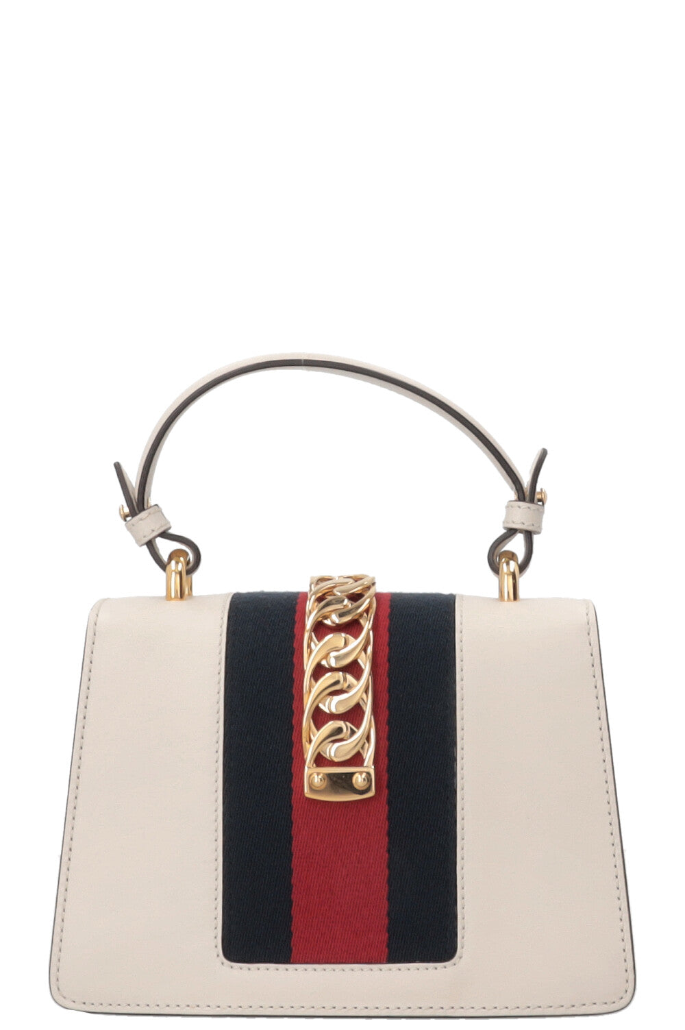 GUCCI Mini Sylvie Top Handle Bag Leather White