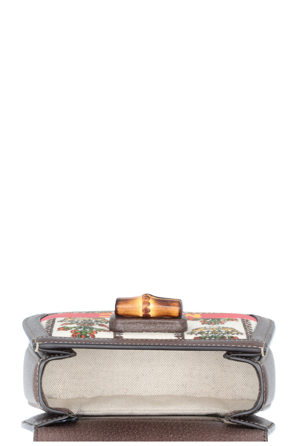 Sac à main GUCCI Music is Mine Bamboo 1947 toile cuir marron multicolore