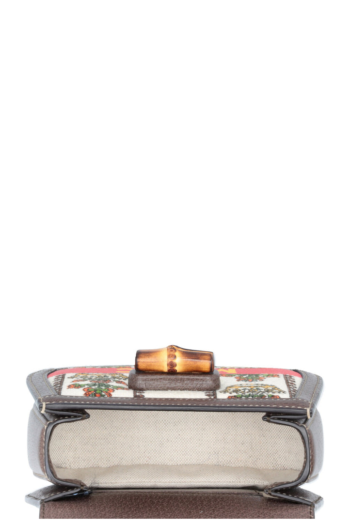 Sac à main GUCCI Music is Mine Bamboo 1947 toile cuir marron multicolore