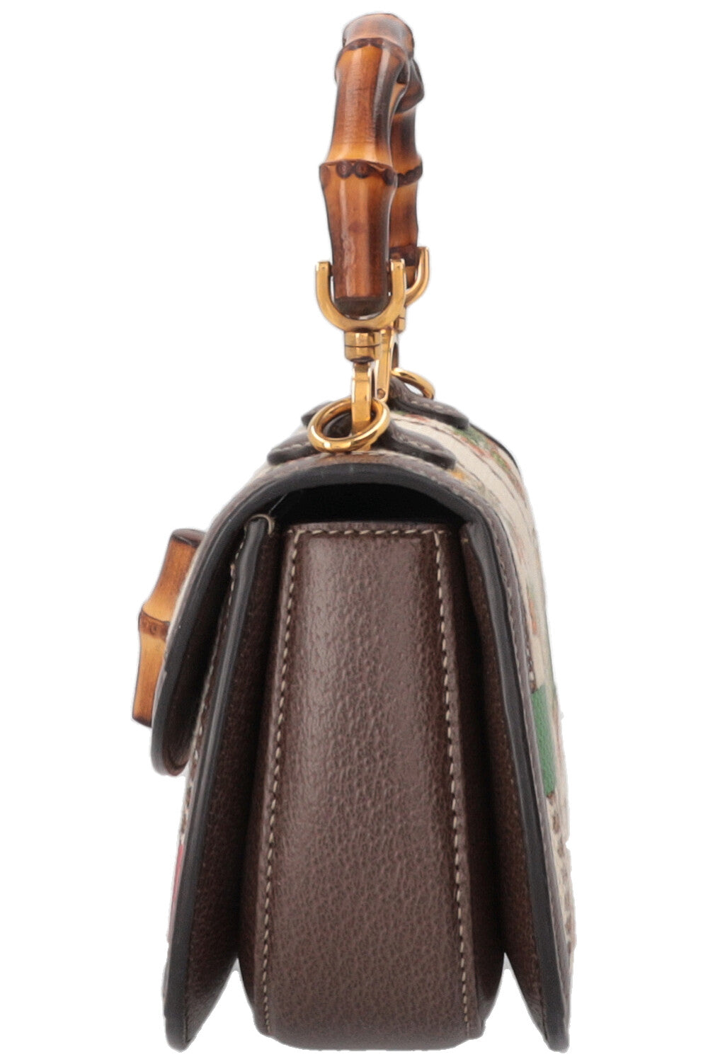 Sac à main GUCCI Music is Mine Bamboo 1947 toile cuir marron multicolore