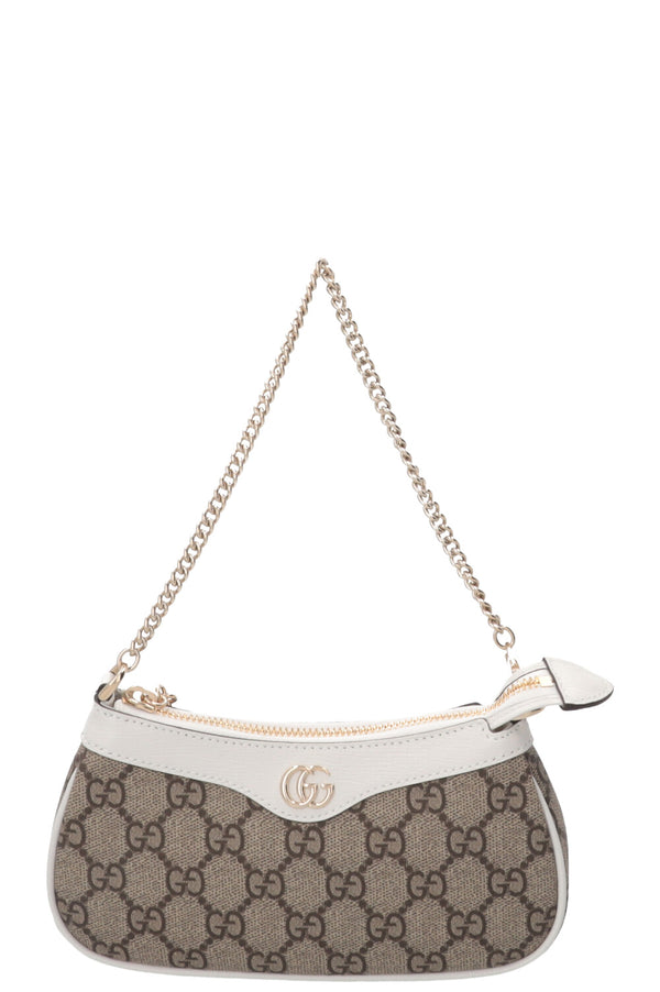 GUCCI Ophidia Bag Super Mini Supreme Canvas Leather White