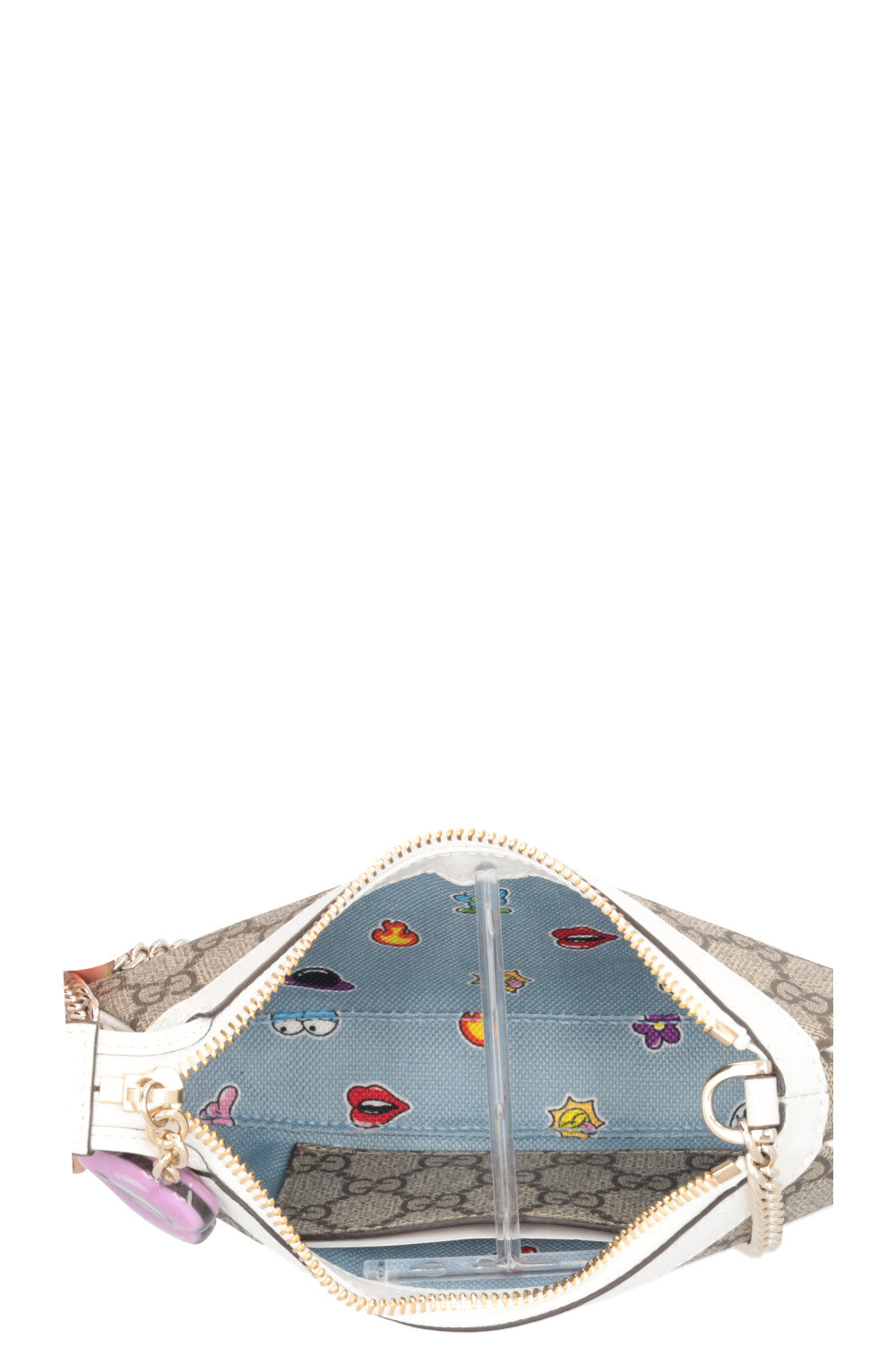GUCCI Ophidia Bag Super Mini Supreme Canvas Leather White