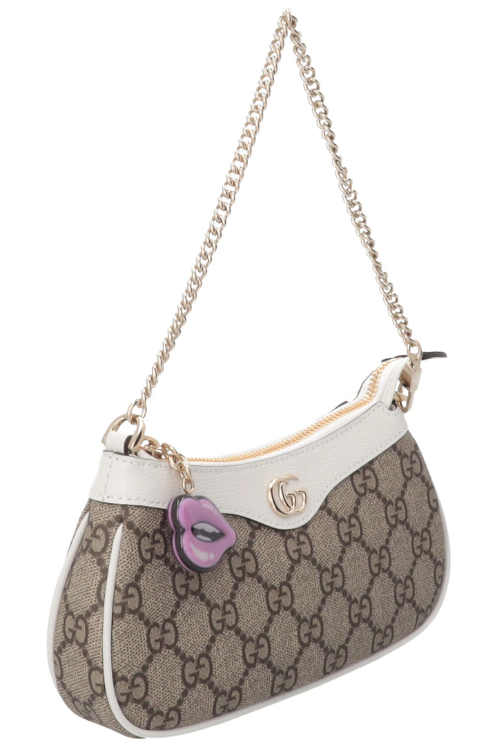 GUCCI Ophidia Bag Super Mini Supreme Canvas Leather White