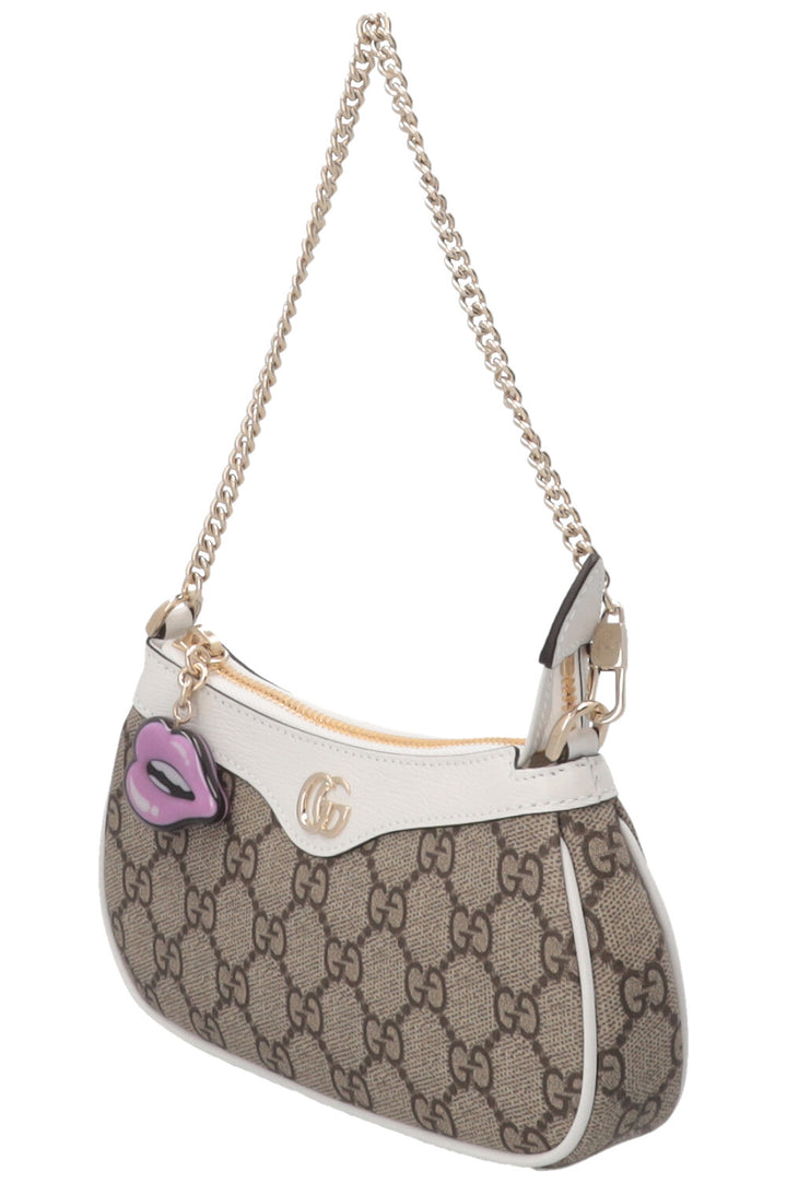 GUCCI Ophidia Bag Super Mini Supreme Canvas Leather White