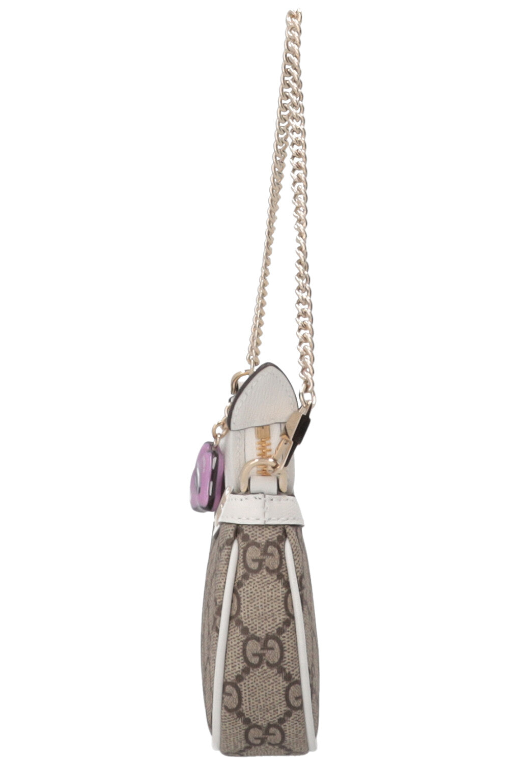 GUCCI Ophidia Bag Super Mini Supreme Canvas Leather White
