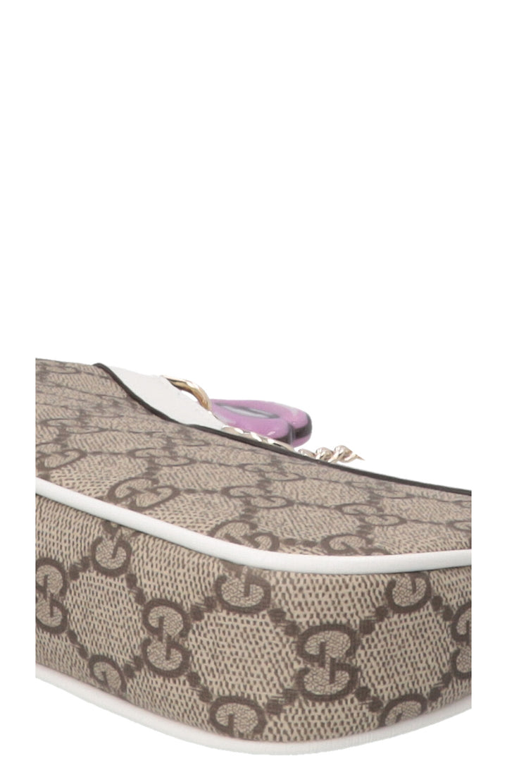 GUCCI Ophidia Bag Super Mini Supreme Canvas Leather White