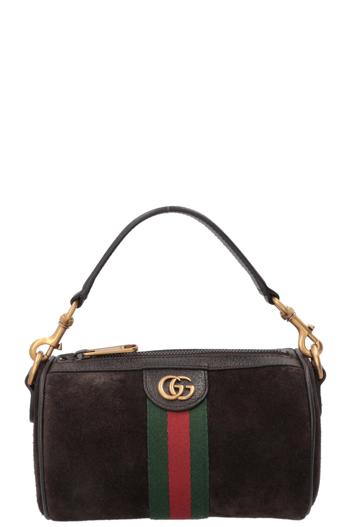 GUCCI Ophidia Cylinder Mini Bag Suede Brown
