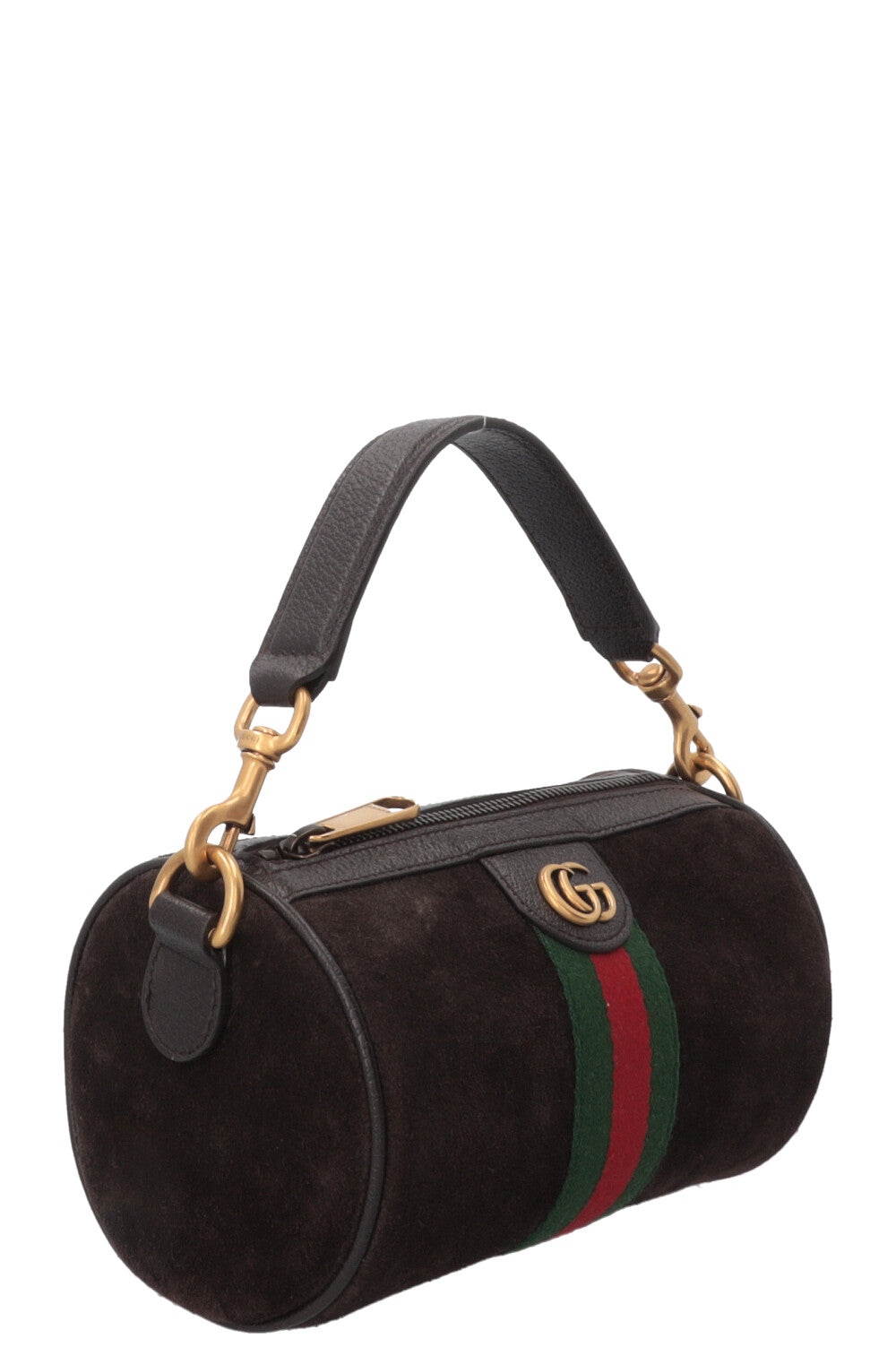 GUCCI Ophidia Cylinder Mini Bag Suede Brown