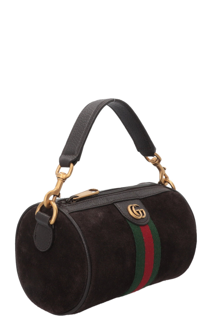 GUCCI Ophidia Cylinder Mini Bag Suede Brown