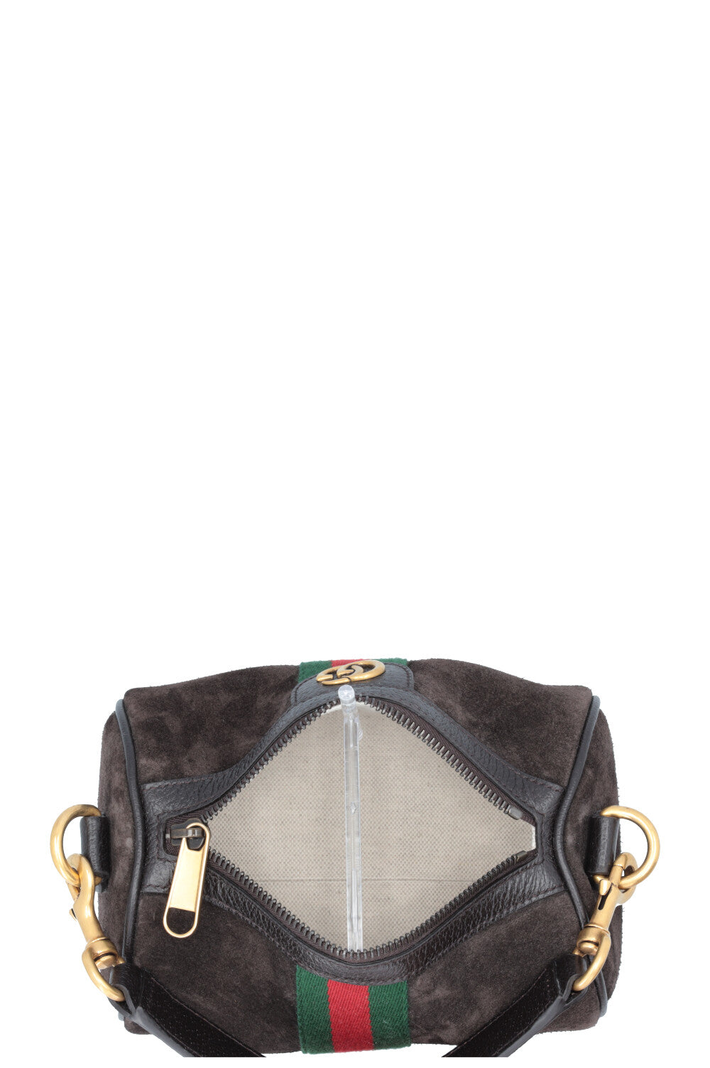 GUCCI Ophidia Cylinder Mini Bag Suede Brown