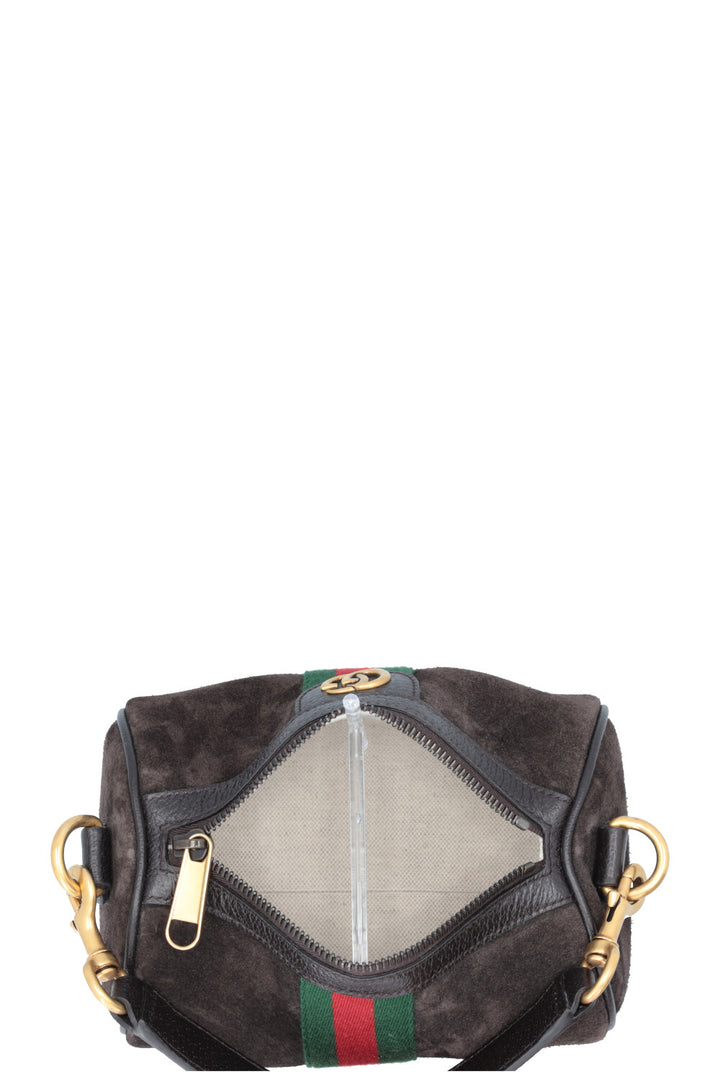 GUCCI Ophidia Cylinder Mini Bag Suede Brown