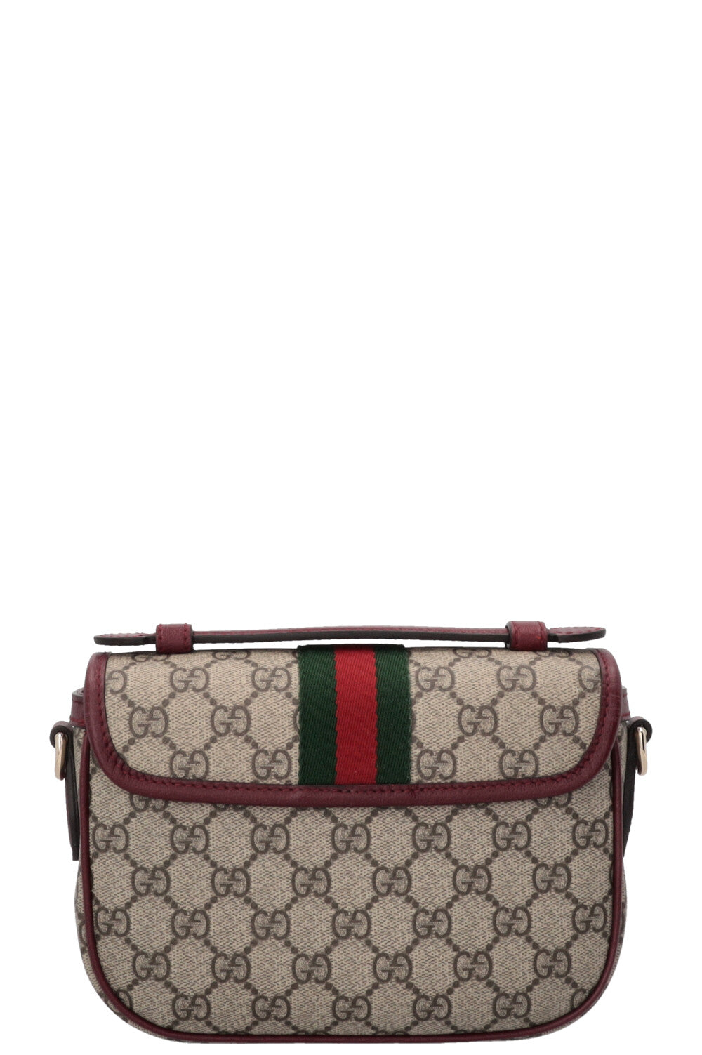 GUCCI Ophidia Top Handle Bag Small Supreme Canvas Leather Bordeaux