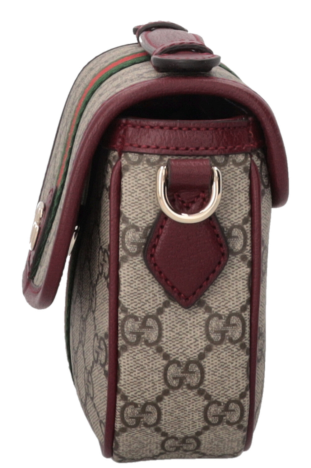 GUCCI Ophidia Top Handle Bag Small Supreme Canvas Leather Bordeaux