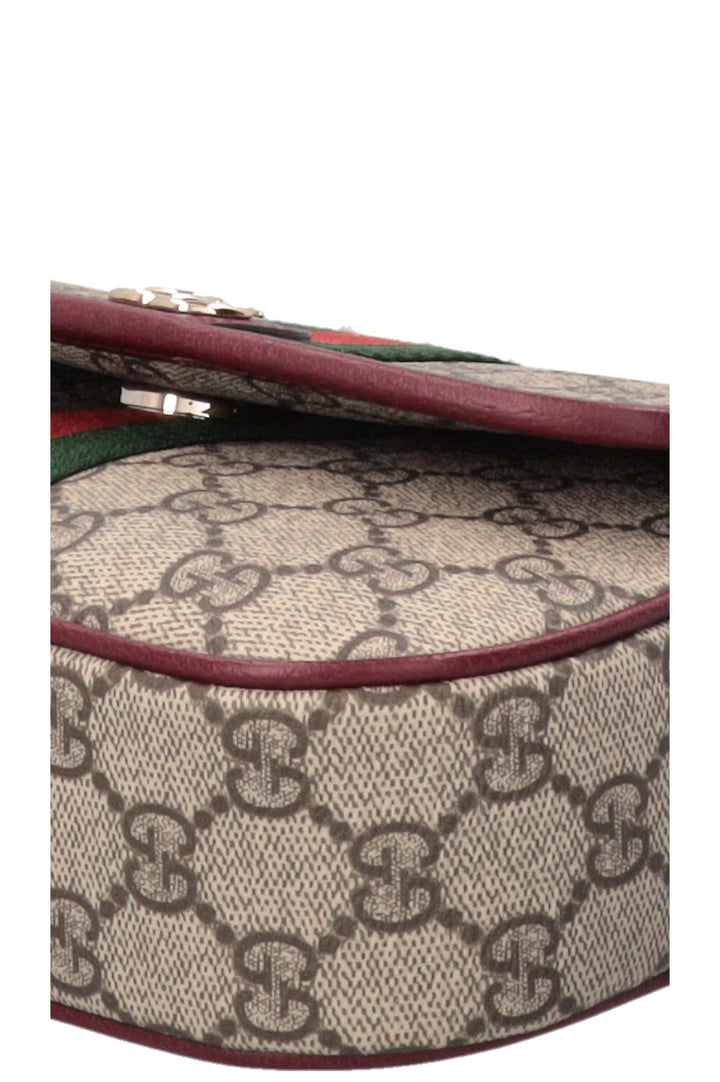 GUCCI Ophidia Top Handle Bag Small Supreme Canvas Leather Bordeaux