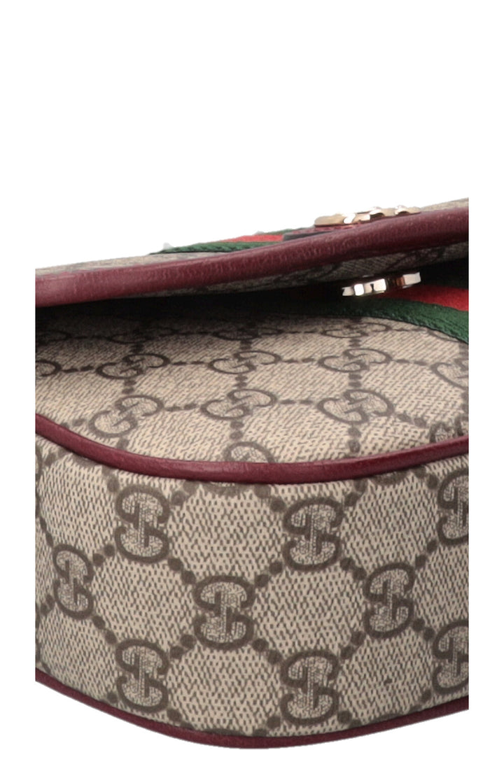 GUCCI Ophidia Top Handle Bag Small Supreme Canvas Leather Bordeaux