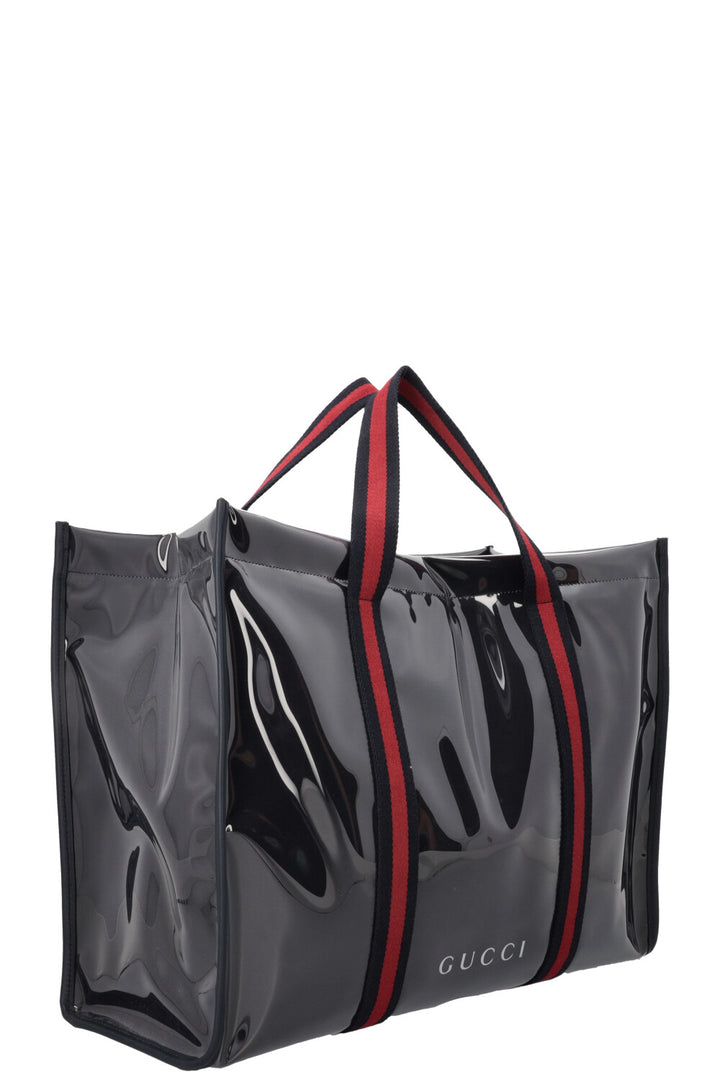 GUCCI Sac cabas Web en PVC bleu marine