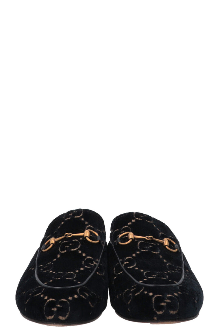 GUCCI Princetown Mules Velvet Dark Blue