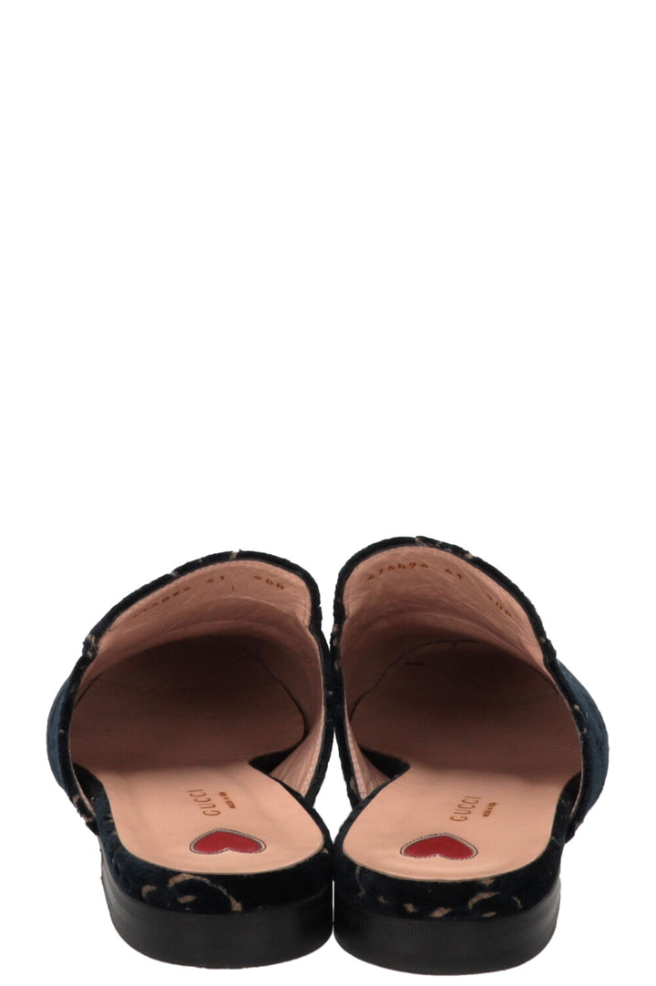 GUCCI Princetown Mules Velvet Dark Blue