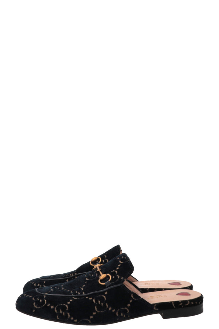 GUCCI Princetown Mules Velvet Dark Blue