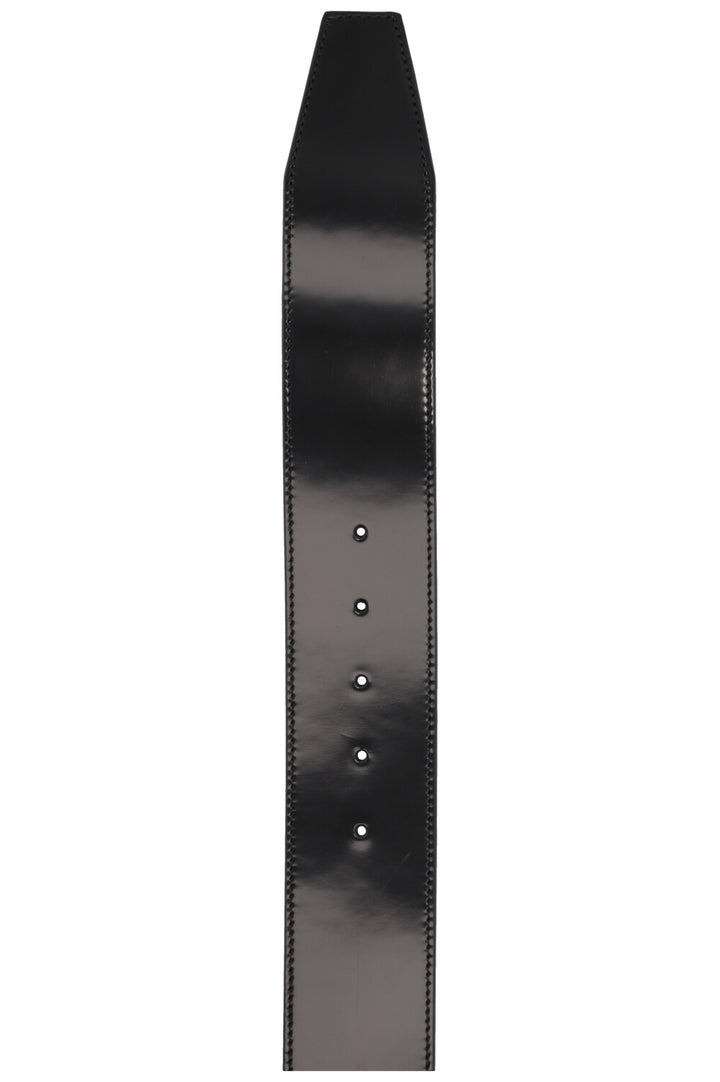 GUCCI Ceinture rectangulaire en cuir verni doré à logo G