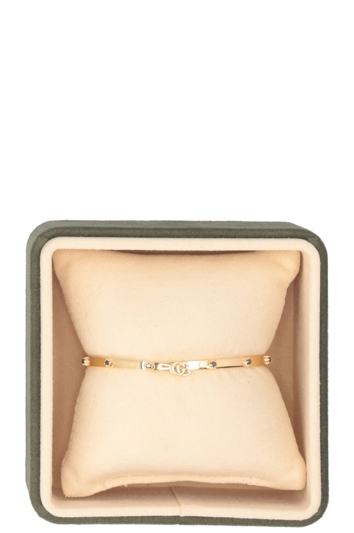 GUCCI Running GG Bangle Black Diamonds 18K Gold