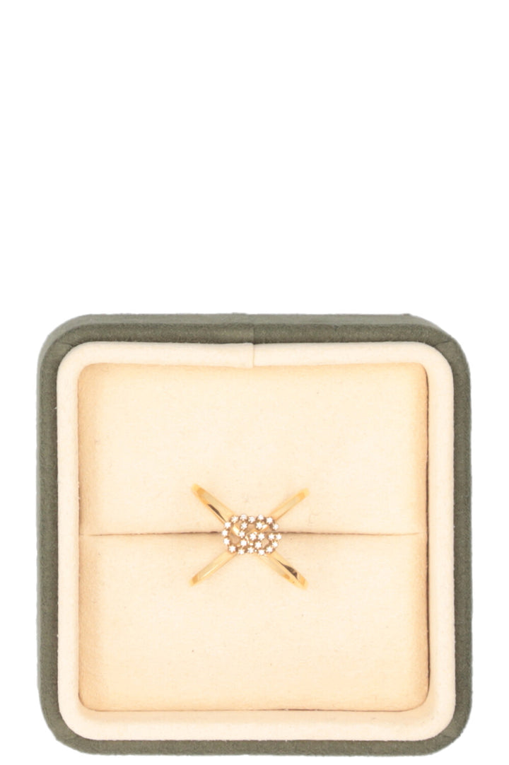 GUCCI Running GG Cross Ring 18k Yellow Gold Diamonds