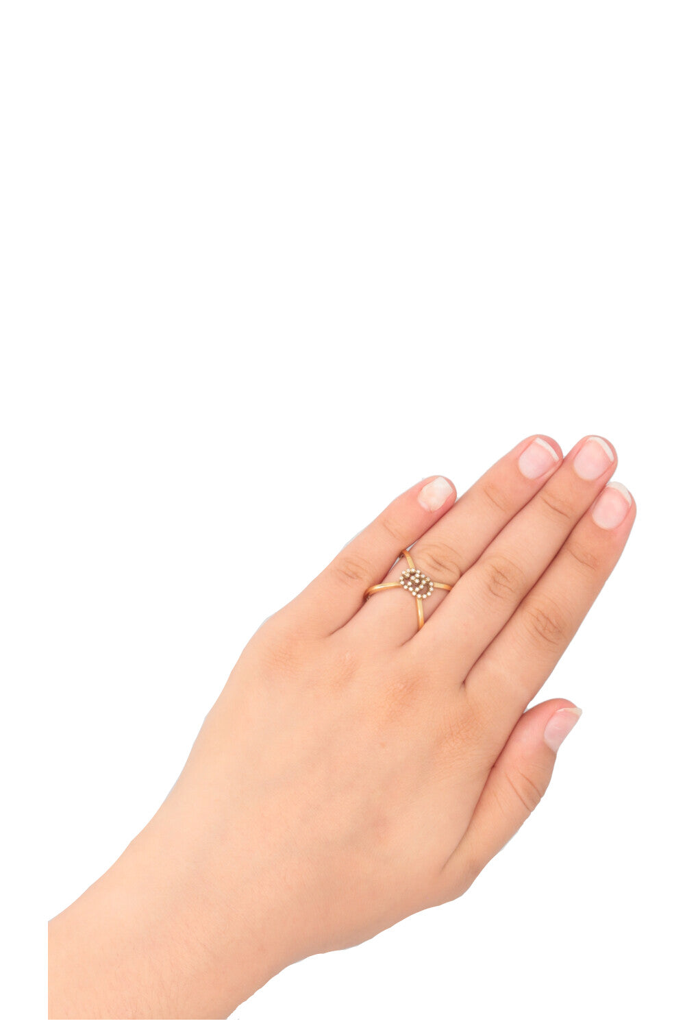 GUCCI Running GG Cross Ring 18k Yellow Gold Diamonds