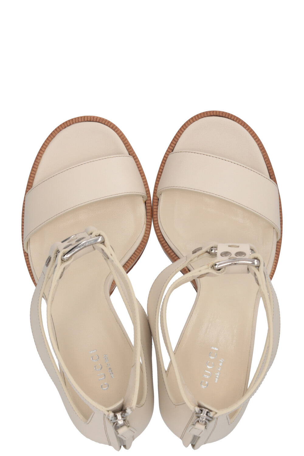 GUCCI Sandal Heels Leather Ivory