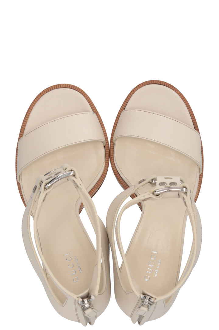 GUCCI Sandal Heels Leather Ivory