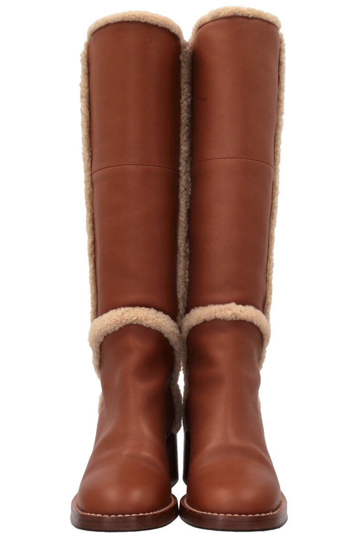 Bottes genouillères GUCCI en cuir retourné marron