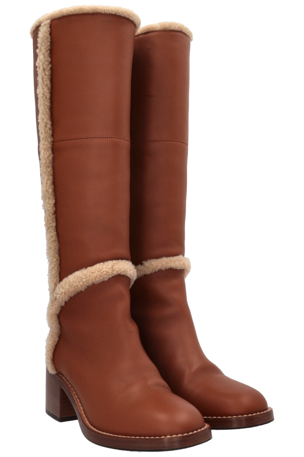 Bottes genouillères GUCCI en cuir retourné marron