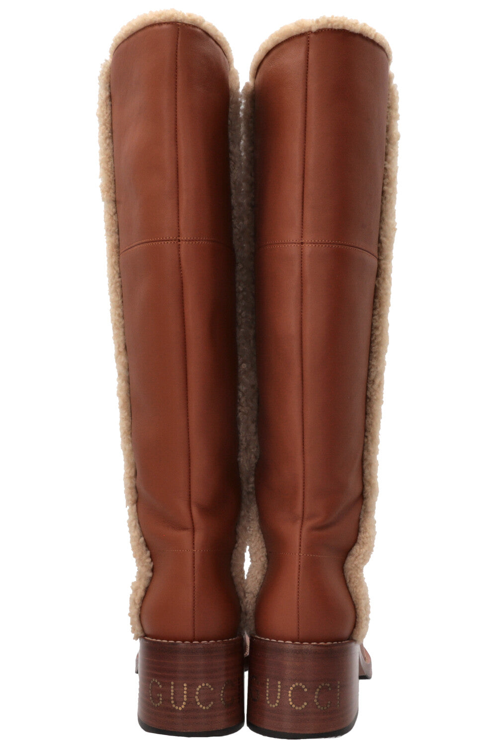 Bottes genouillères GUCCI en cuir retourné marron