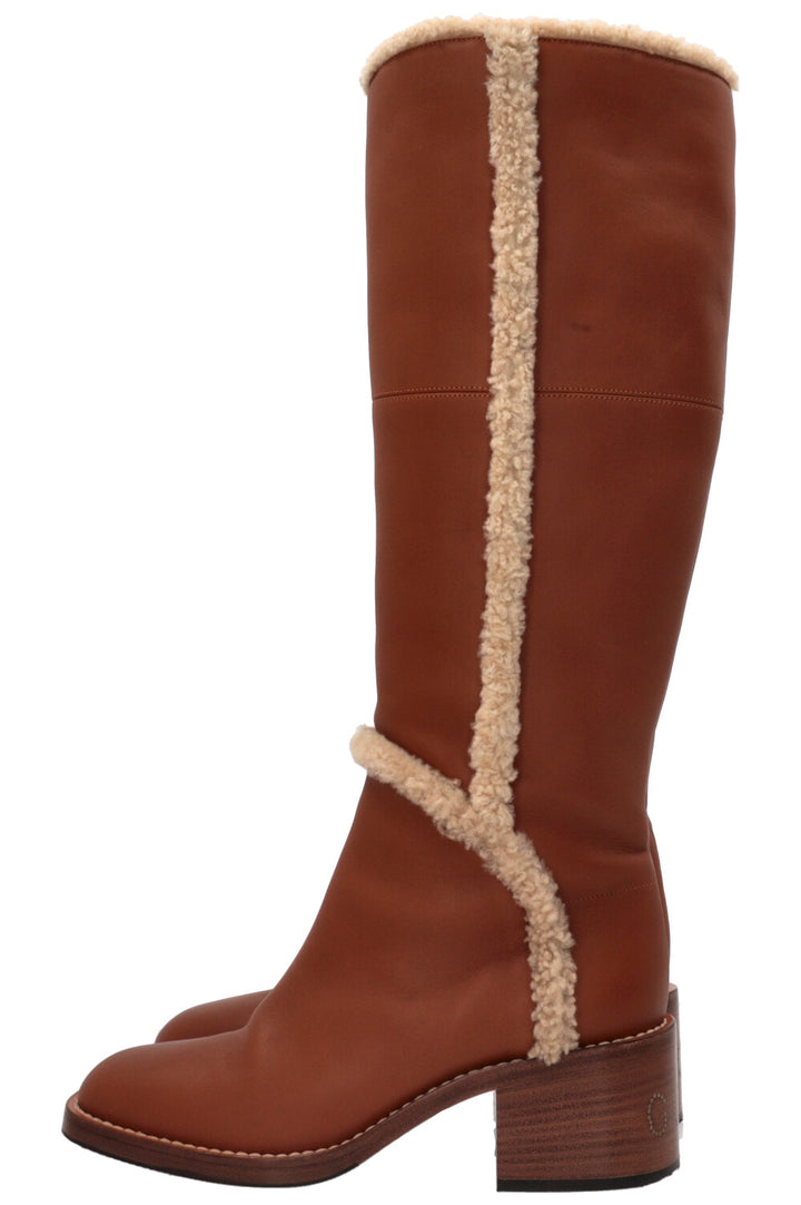 Bottes genouillères GUCCI en cuir retourné marron