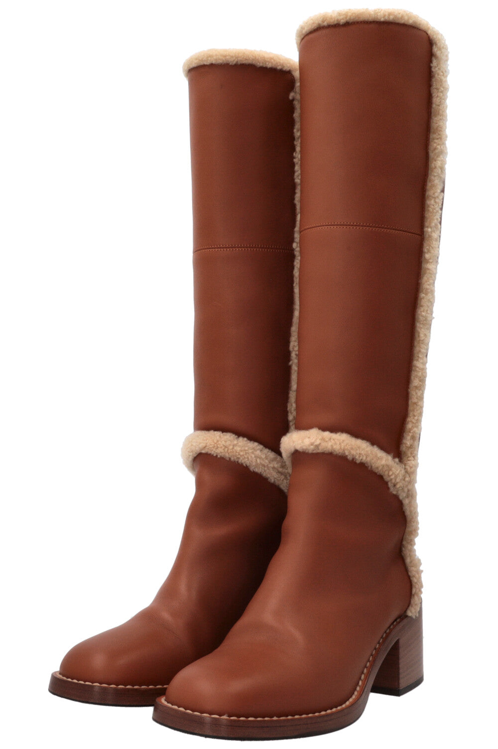 Bottes genouillères GUCCI en cuir retourné marron