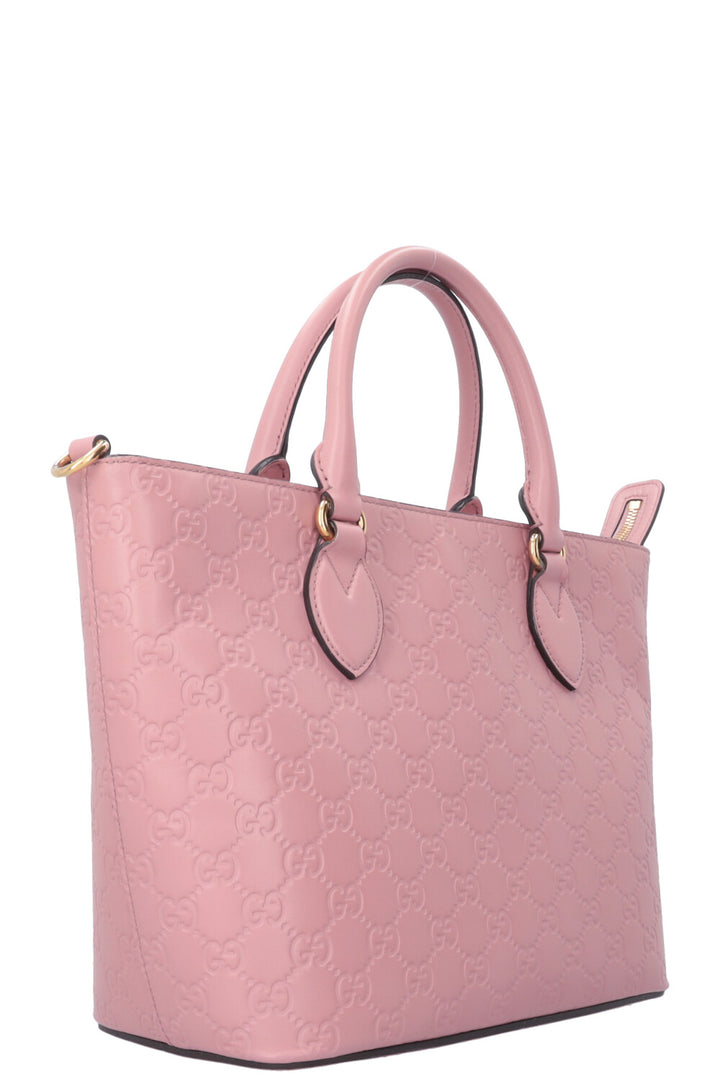 GUCCI Signature Tote Bag Small Leather Pink