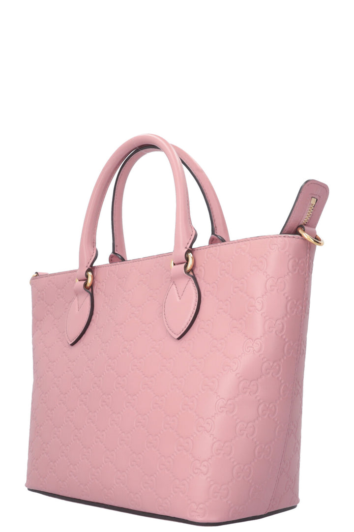 GUCCI Signature Tote Bag Small Leather Pink