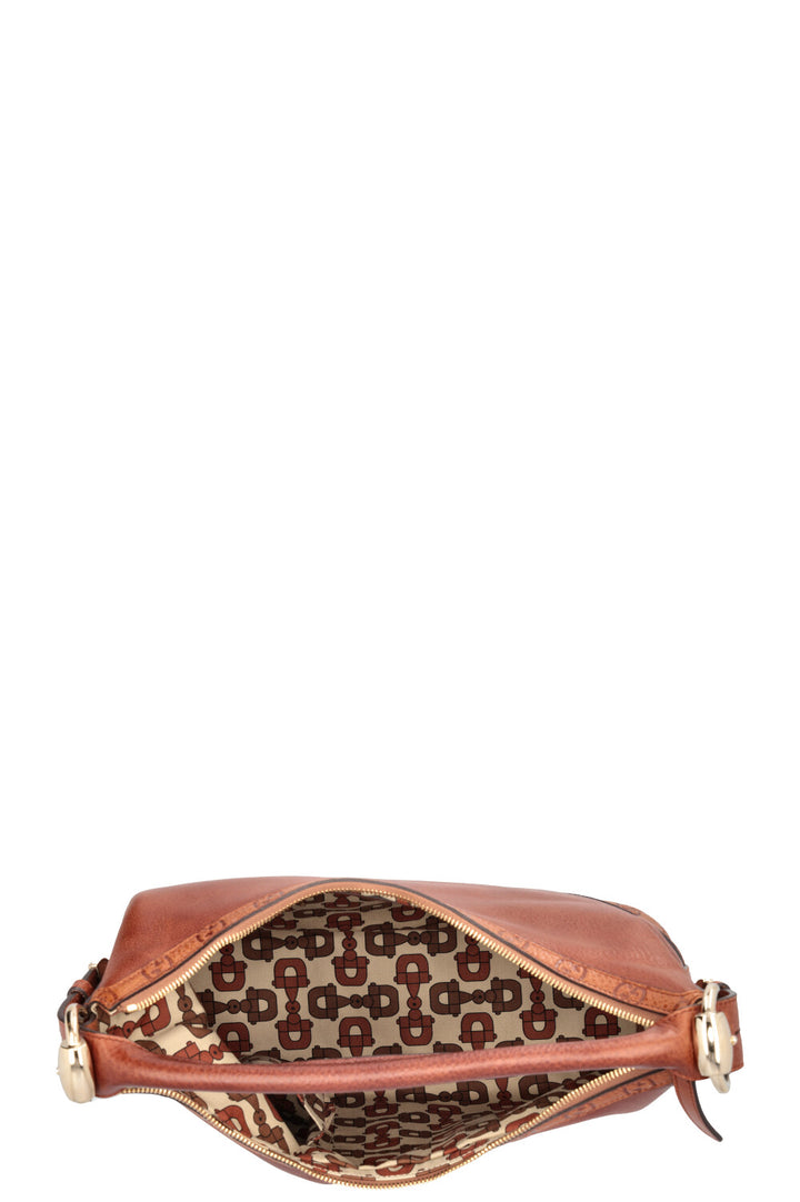 GUCCI Signora Hobo Bag Leather Brown