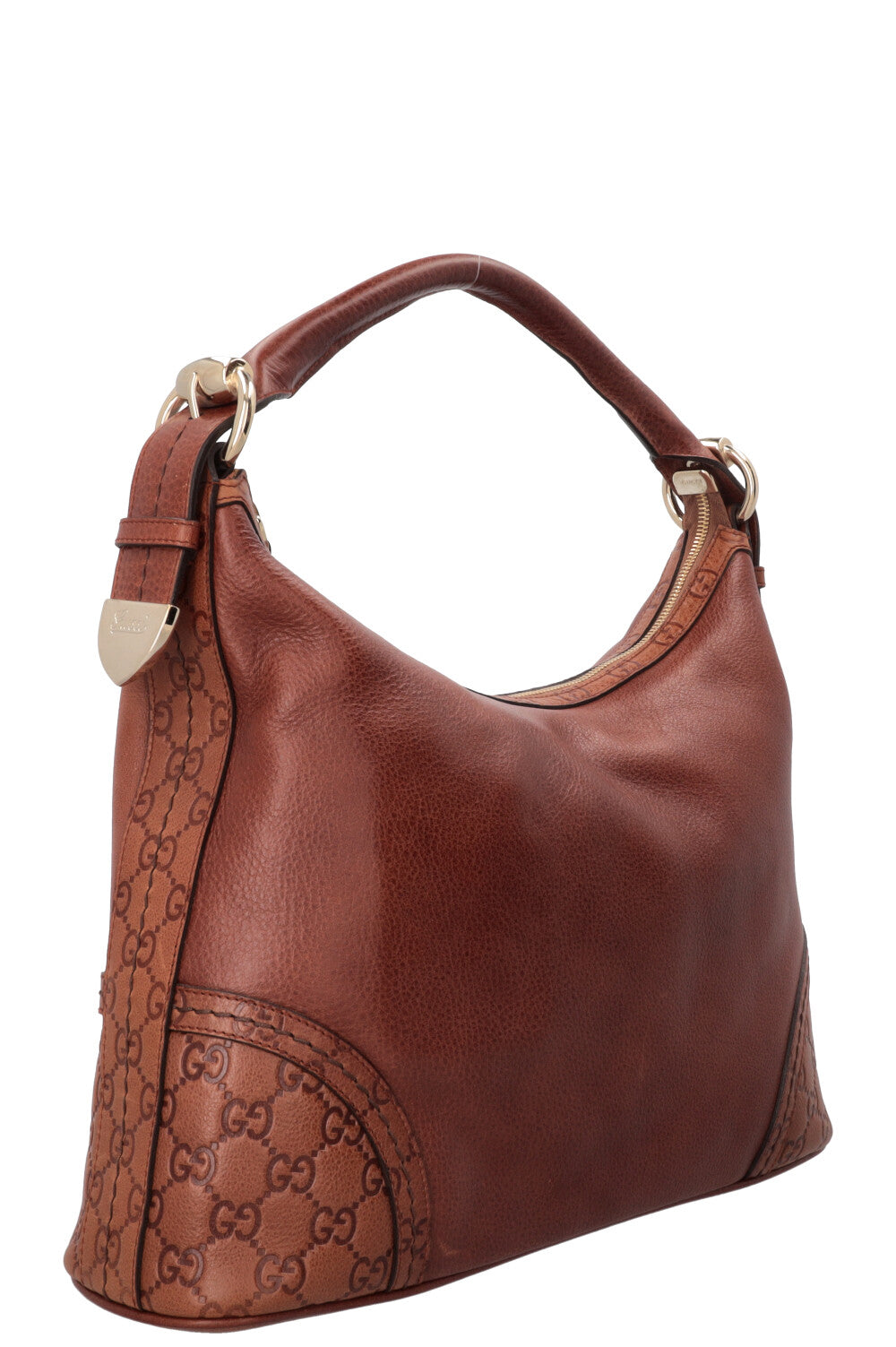 GUCCI Signora Hobo Bag Leather Brown