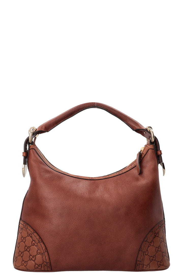 GUCCI Signora Hobo Bag Leather Brown