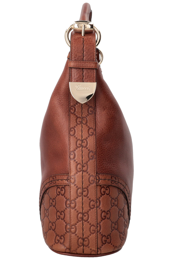 GUCCI Signora Hobo Bag Leather Brown