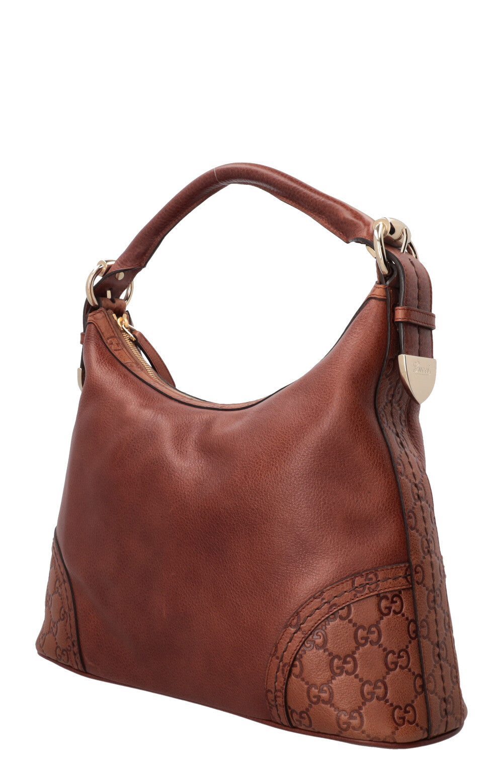 GUCCI Signora Hobo Bag Leather Brown