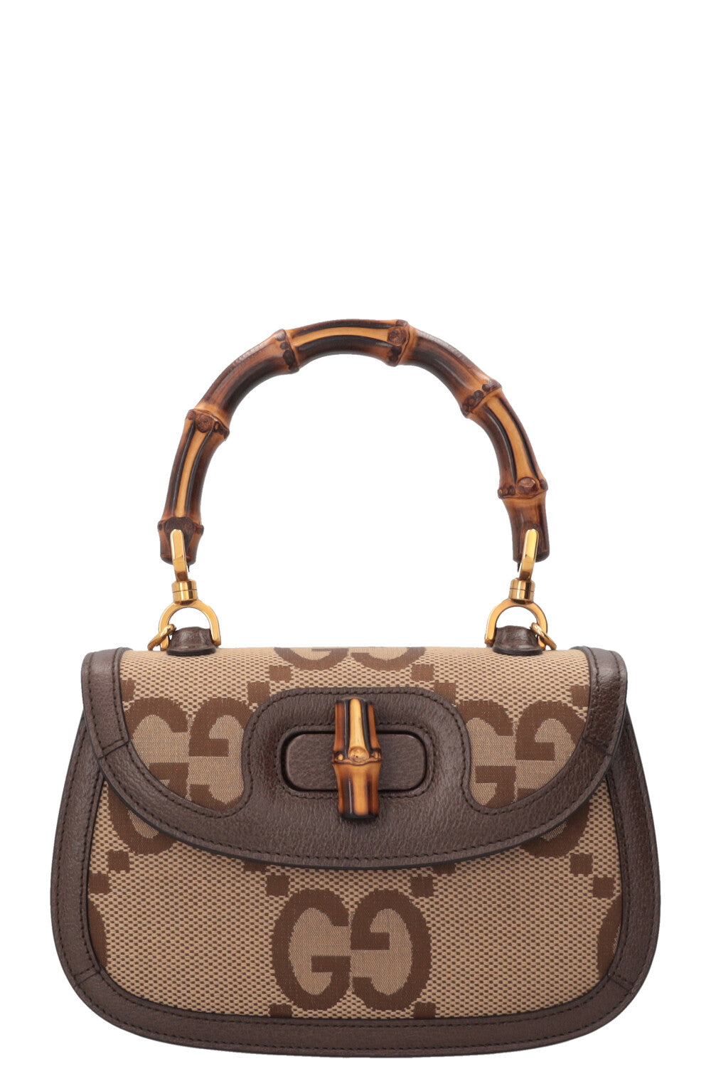 Petit sac Gucci Bamboo 1947 en toile Jumbo GG marron