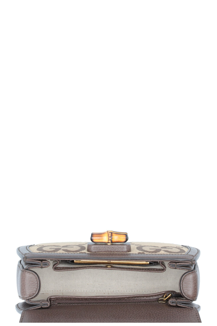 Petit sac Gucci Bamboo 1947 en toile Jumbo GG marron