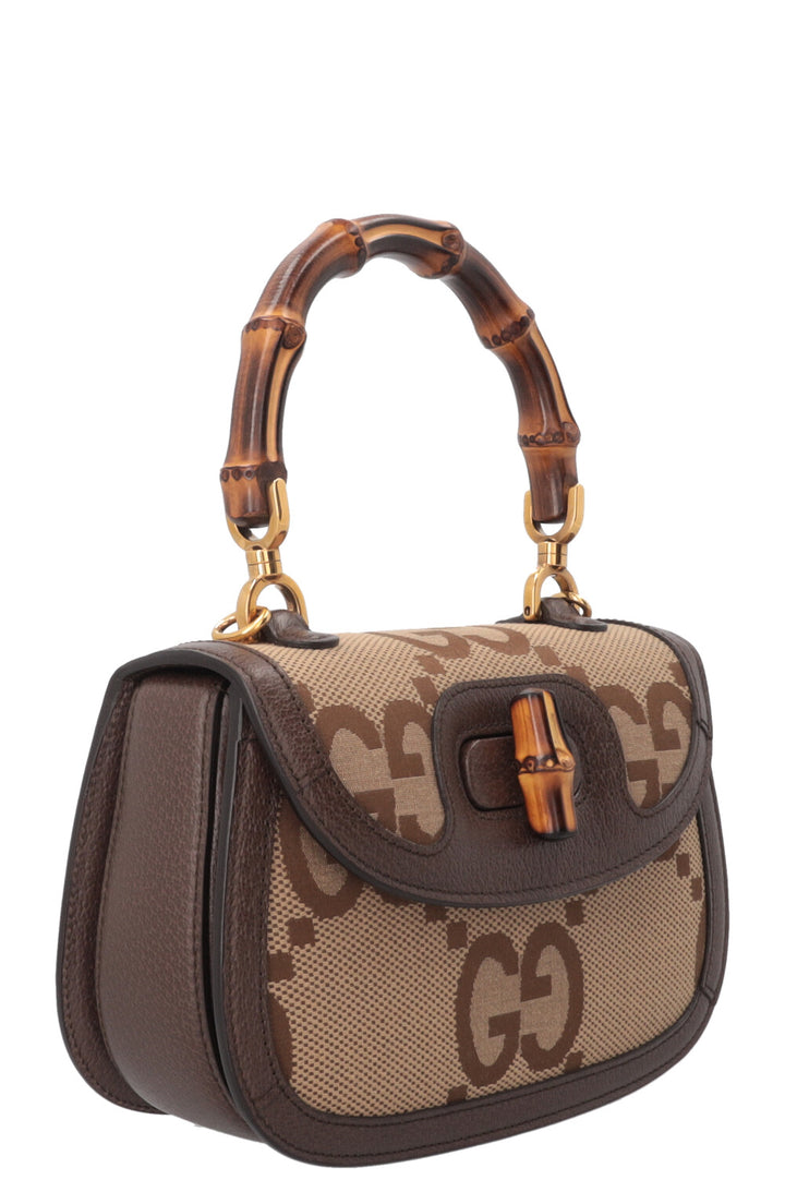 Petit sac Gucci Bamboo 1947 en toile Jumbo GG marron