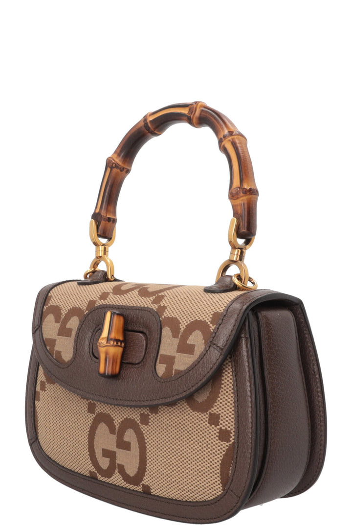 Petit sac Gucci Bamboo 1947 en toile Jumbo GG marron