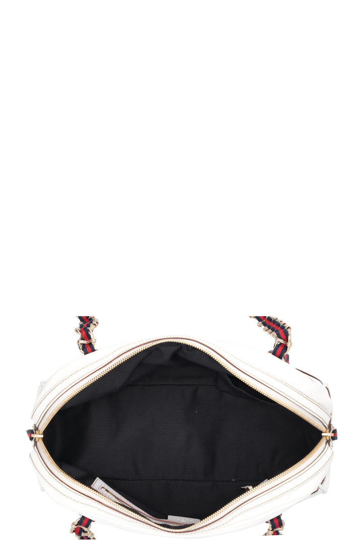 GUCCI Small Capri Bowler Chain Bag Leather White