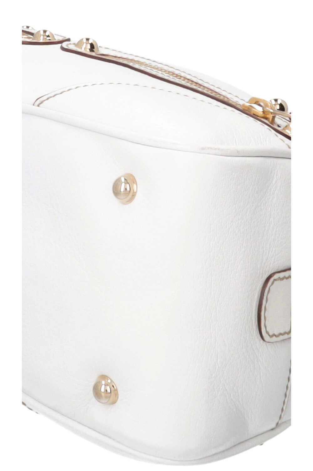 GUCCI Small Capri Bowler Chain Bag Leather White