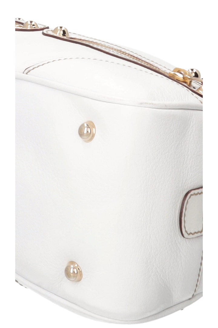 GUCCI Small Capri Bowler Chain Bag Leather White